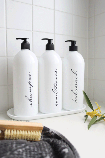 Elegant White Laundry And Bathroom Bottle And Label 1000ml