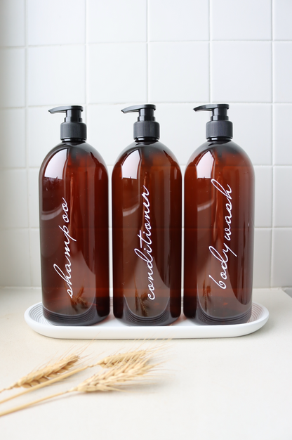 Elegant Amber Laundry And Bathroom Bottle And Label 1000ml