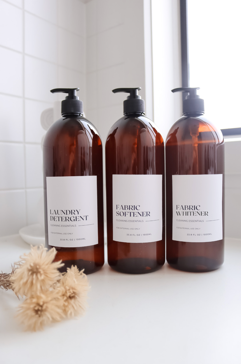 Minimalist Amber Laundry And Bathroom Bottle And Label 1000ml