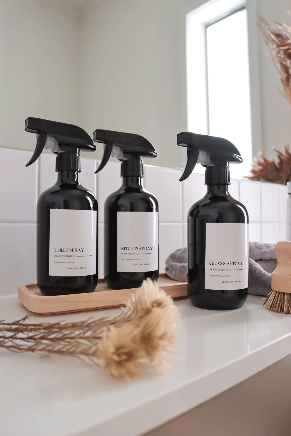 Minimalist Gloss Black Bathroom And Kitchen Bottle & Label 500ml