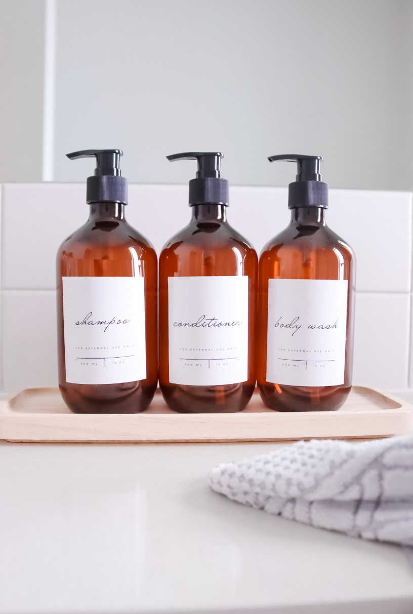 Modern Amber Bathroom And Kitchen Bottle & Label 500ml