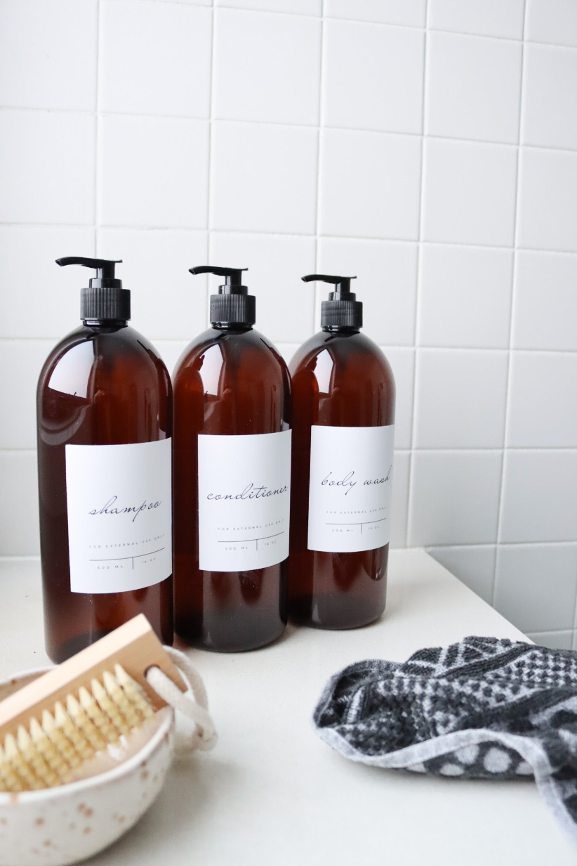 Modern Amber Laundry And Bathroom Bottle And Label 1000ml