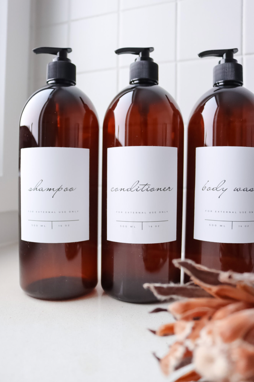 Modern Amber Laundry And Bathroom Bottle And Label 1000ml