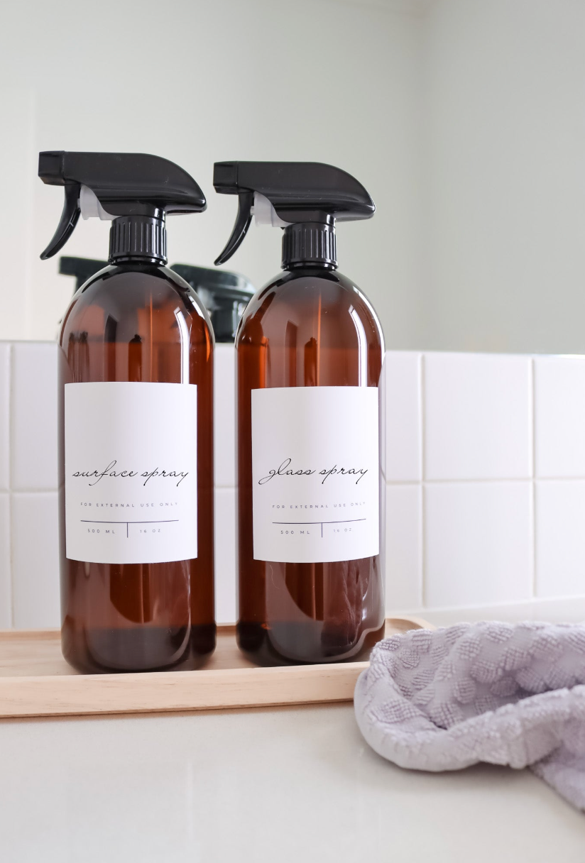 Modern Amber Laundry And Bathroom Bottle And Label 1000ml