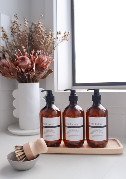 Stylish Amber Bathroom And Kitchen Bottle & Label 500ml