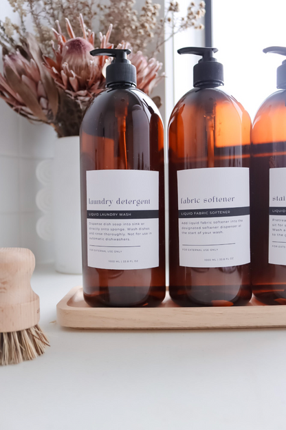 Stylish Amber Laundry And Bathroom Bottle And Label 1000ml