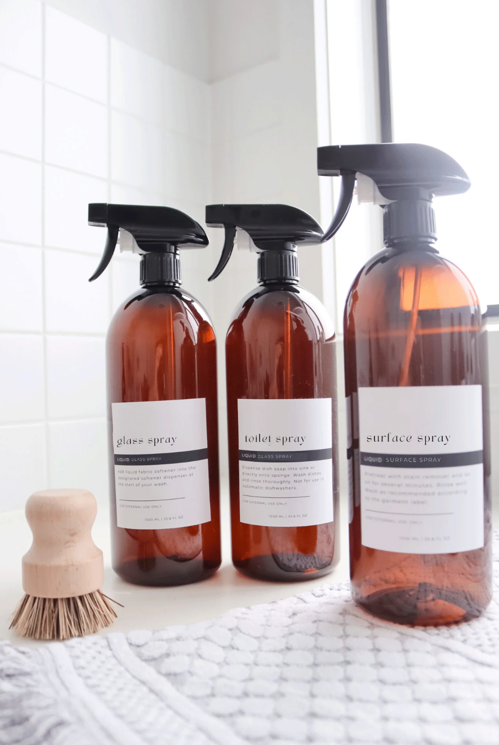 Stylish Amber Laundry And Bathroom Bottle And Label 1000ml