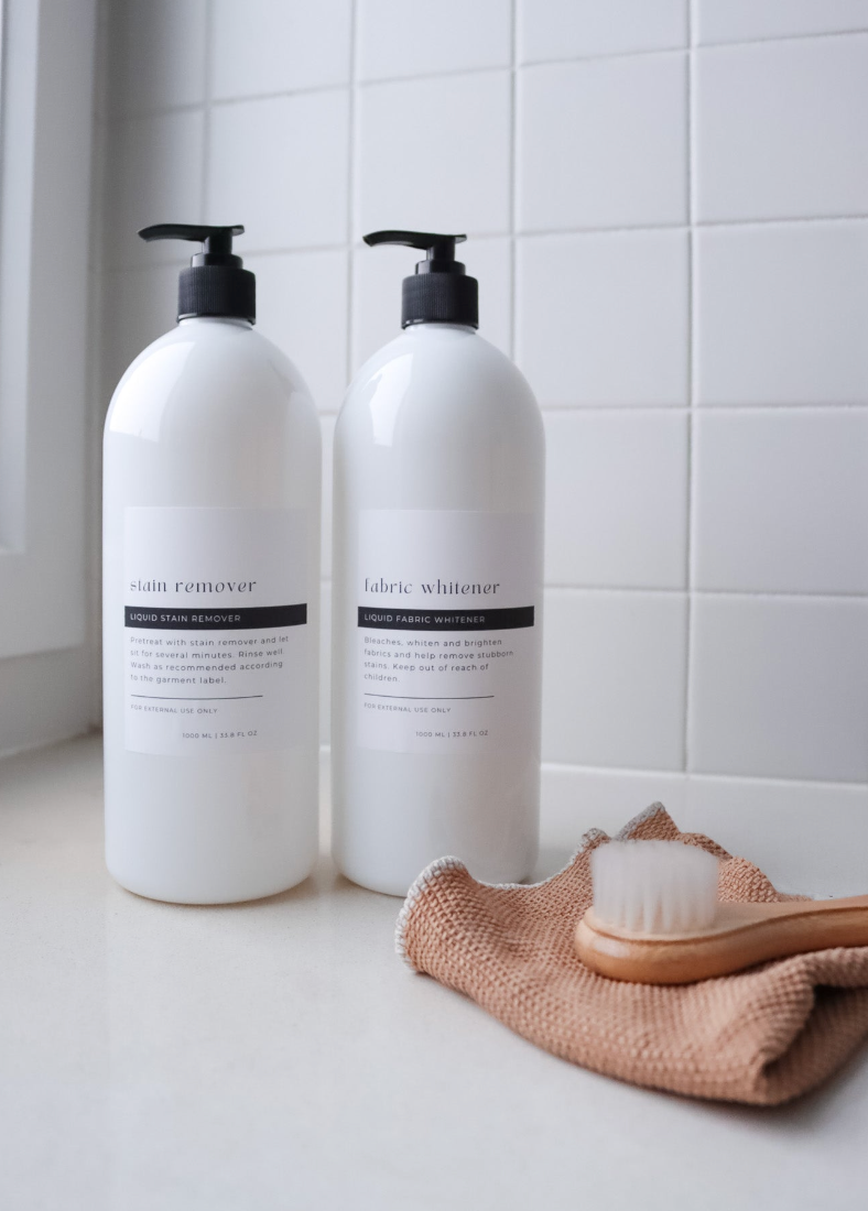 Stylish White Laundry And Bathroom Bottle And Label 1000ml