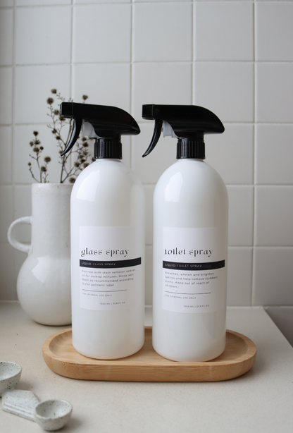 Stylish White Laundry And Bathroom Bottle And Label 1000ml