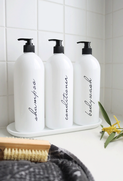 Elegant White Kitchen/Bathroom Trio Set 1000ml