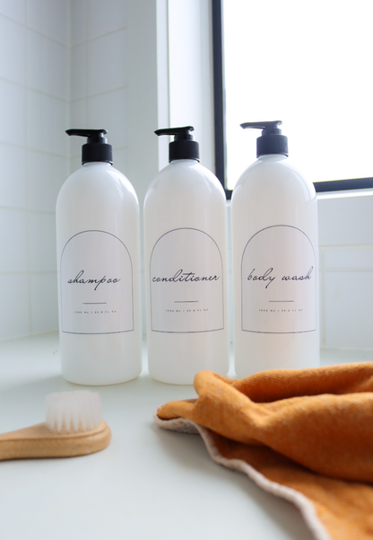 Minimalist White Laundry And Bathroom Bottle And Label 1000ml